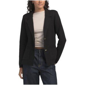 ELIE TAHARI Long Sleeve Notch Collar Button Down Jacket With Front Pockets